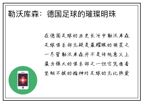 勒沃库森：德国足球的璀璨明珠